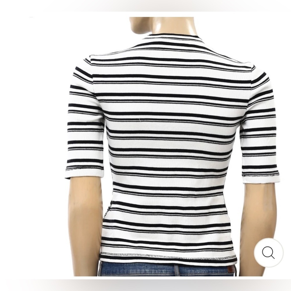 MAEVE ANTHROPOLOGIE MOCK NECK RIBBED BLOUSE TOP XS - Picture 2 of 14